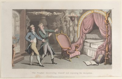 Der Prophet entdeckt sich selbst und entlarvt den Betrug, aus Journal of Sentimental T von Thomas Rowlandson