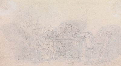 Drei Jäger schlafen am Tisch in ihren Stühlen von Thomas Rowlandson
