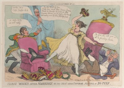 Drei Wochen nach der Hochzeit oder der große kleine Kaiser spielt Verstecken von Thomas Rowlandson