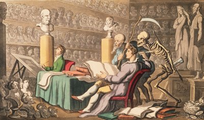 Zeit und Tod teilen ihre Gedanken über Werke der Wissenschaft und Kunst, aus 