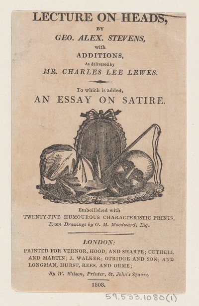 Titelseite, aus A Lecture on Heads von George Alexander Stevens, April 1808 von Thomas Rowlandson
