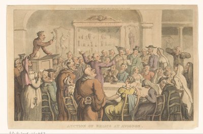 Auktion von Reliquien in Avignon von Thomas Rowlandson