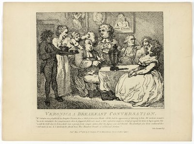 Veronica Ein Frühstücksgespräch, aus Boswells Reise durch die Hebriden von Thomas Rowlandson