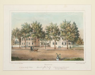 Residenz des verstorbenen George Dillwyn des verstorbenen Joseph Bloomfield (Burlington, NJ), aus 14 Ansichten von Burlington von Thomas S. Sinclair