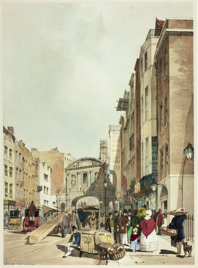 Temple Bar von The Strand, Platte 22 aus Originalansichten von London wie es ist von Thomas Shotter Boys