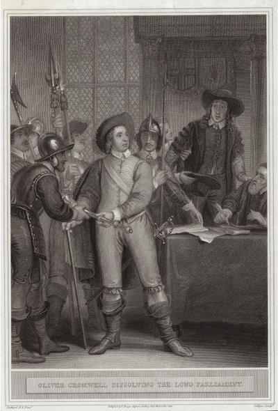 Oliver Cromwell (1599-1658) löst das Lange Parlament auf von Thomas Stothard