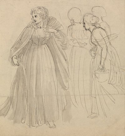 Studie für Illustration - Eine Prinzessin mit ihren Begleitern von Thomas Stothard