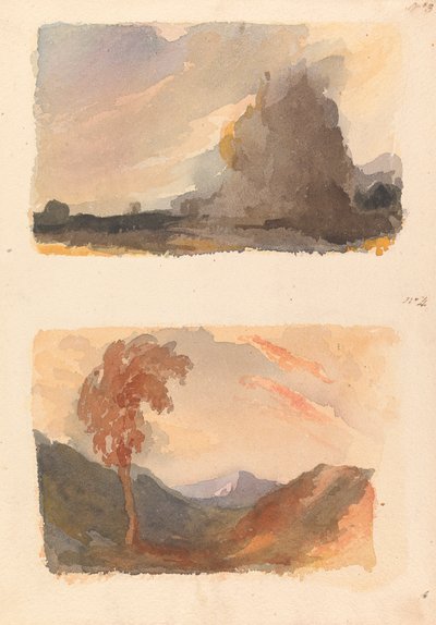 Zwei Zeichnungen auf einem Blatt: Landschaft mit großer Klippe im Vordergrund - Cuyp