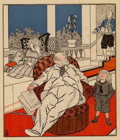 Junger Junge fragt seinen Vater, was er werden möchte, wenn er groß ist von Thomas Theodor Heine