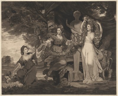 Ein Opfer für Hymen (drei Töchter von Sir William Montgomery) von Thomas Watson after Sir Joshua Reynolds