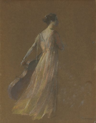 Dame, die ein Cello hält von Thomas Wilmer Dewing