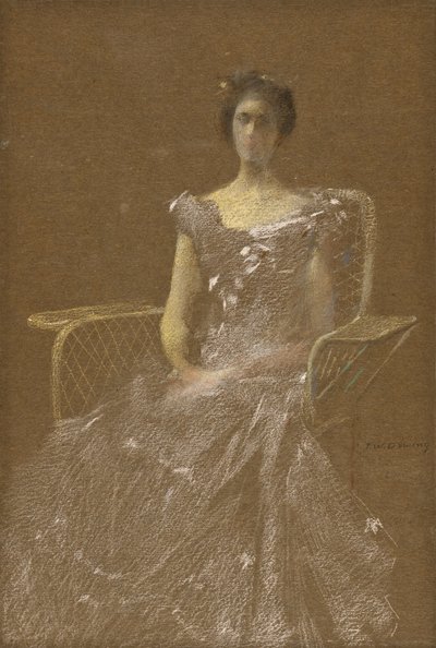 Dame im Rattansessel von Thomas Wilmer Dewing