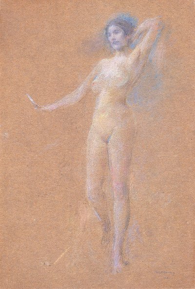 Stehende nackte Figur eines Mädchens von Thomas Wilmer Dewing