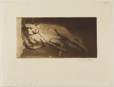 Liegende Katze von links nach rechts ausgestreckt von Théophile Alexandre Pierre Steinlen