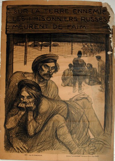 Der feindliche Boden - Russische Gefangene - Sterben vor Hunger von Théophile Alexandre Pierre Steinlen