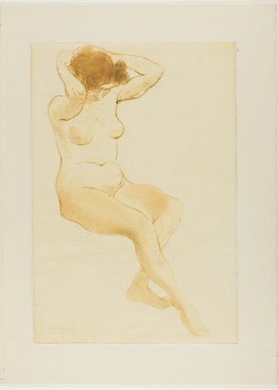 Frau, die ihr Haar richtet, Dreiviertelansicht von Théophile Alexandre Pierre Steinlen
