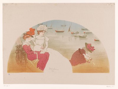 Zwei Frauen und ein Kind am Meer von Théophile Alexandre Steinlen (signed by artist)