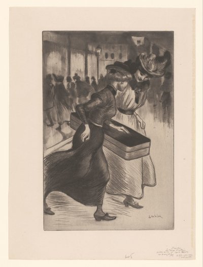 Zwei spazierende Frauen auf der Straße von Théophile Alexandre Steinlen