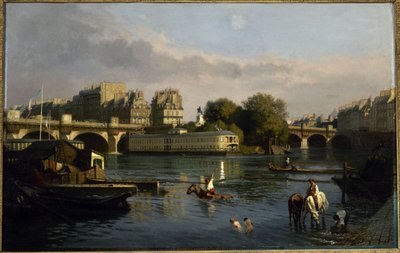 Le Pont-Neuf und die Spitze der Île de la Cité, ca. 1860 von Théophile Meunier