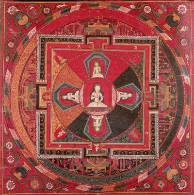 Thangka eines Vajrasattva-Mandalas von Tibetan School