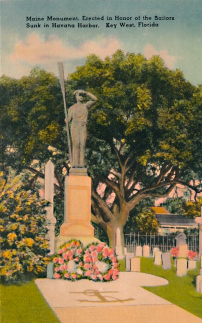 Maine-Denkmal, zu Ehren der im Hafen von Havanna gesunkenen Seeleute. Key West, Florida, ca. 1940er Jahre von Tichnor Brothers