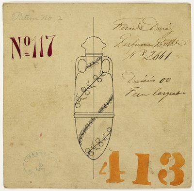 Entwurf für ein Farn- und Gänseblümchen-Parfümfläschchen Nr. 2661 von Tiffany and Company