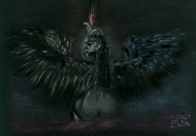 Dunkle geflügelte Göttin von Tim Hoinkis
