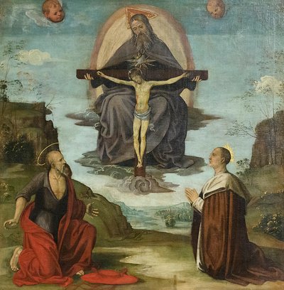 Die Dreifaltigkeit mit dem heiligen Hieronymus und dem seligen Colombini, ca. 1520 von Timoteo Viti