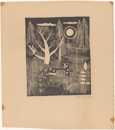 Waldansicht mit Leopard von Tinus van Doorn (signed by artist)