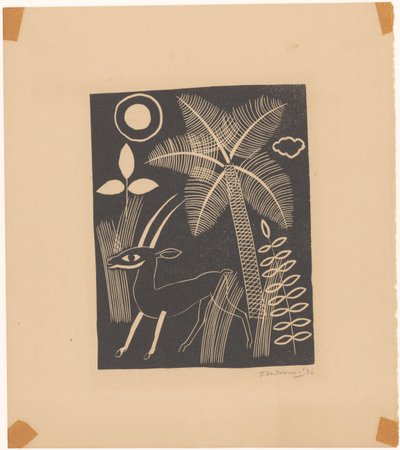 Hirsch mit Palme von Tinus van Doorn (signed by artist)