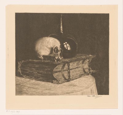 Stillleben mit Schädel und Bibel von Titia Heukers (signed by artist)