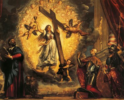 Doge Antonio Grimani kniet vor dem Glauben und dem Heiligen Markus von Titian (c.1488 1576)