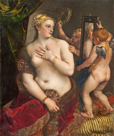 Venus mit Spiegel, um 1555 von Tiziano Vecelli