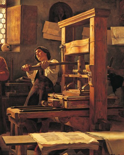 Der Drucker Bernardo Cennini in seiner Werkstatt von Tito Lessi