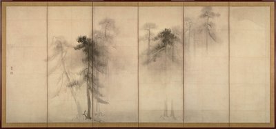 Kiefern Links von einem Paar sechsteilige Wandschirme von Hasegawa Tohaku
