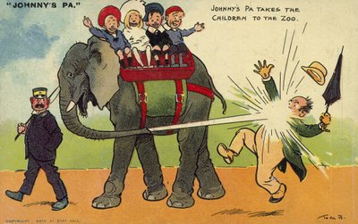 Kinder und ihr Vater im Zoo von Tom Browne