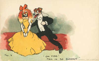 Hunde als romantisches Paar verkleidet von Tom Browne