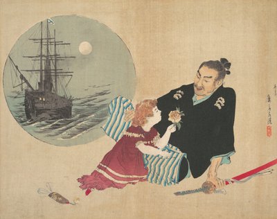 Schwarzes Schiff, Kurofune, Illustration aus Bugei Kurabu Literary Club von Tomioka Eisen