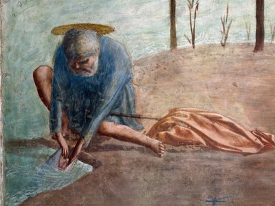 Petrus holt die Münze aus dem Fisch, Santa Maria del Carmine von Tommaso Masaccio