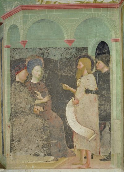Johannes der Täufer tadelt Herodes und Herodias wegen ihres Ehebruchs, 1435 von Tommaso Masolino da Panicale