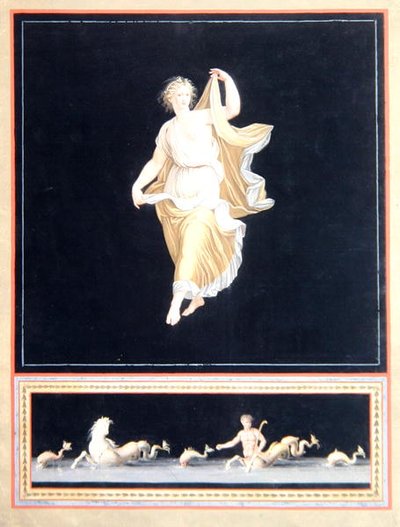 Kopie eines pompejanischen allegorischen Gemäldes, ein panoramatisches Tapetendesign, ca. 1790 von Tommaso Piroli
