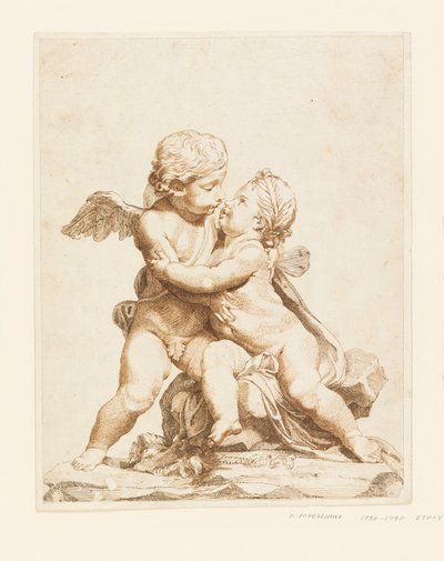 Zwei Küsse von Cupidos von Tommaso Todeschini
