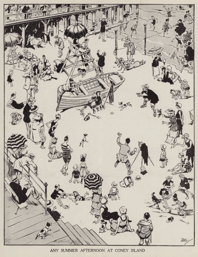 Ein Sommernachmittag auf Coney Island (Lithografie) von Tony Sarg