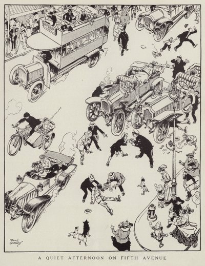 Ruhiger Nachmittag auf der Fifth Avenue, New York (Lithografie) von Tony Sarg