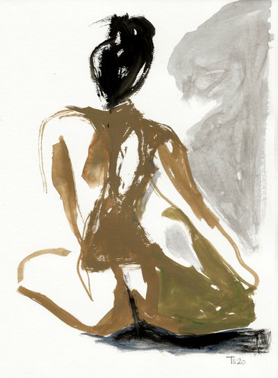 Gelassene sitzende Frau von Tore Bahnson