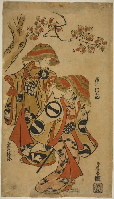 Die Schauspieler Ichikawa Monnosuke I und Tamazawa Rinya von Torii Kiyomasu I