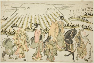 Eine Parodie auf Narihiras östliche Reise von Torii Kiyomitsu I