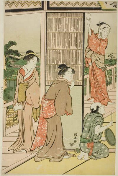 Eine Party in den Vergnügungsvierteln von Shinagawa von Torii Kiyonaga