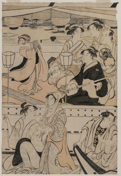 Bootsfahrt auf dem Sumida-Fluss, 1789 von Torii Kiyonaga