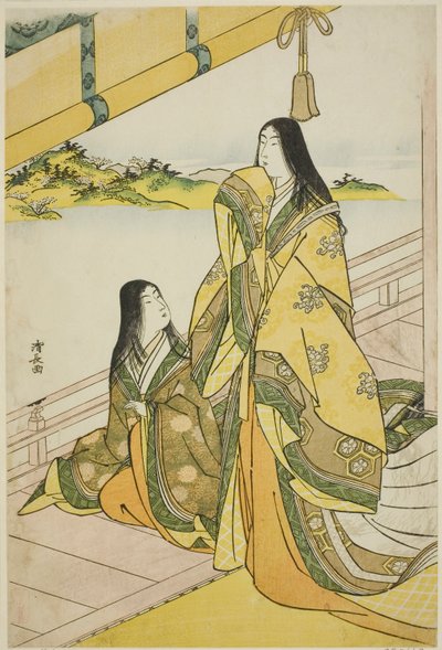 Sei Shonagon und ihre Begleiterin, aus einer unbetitelten Serie von Hofdamen von Torii Kiyonaga